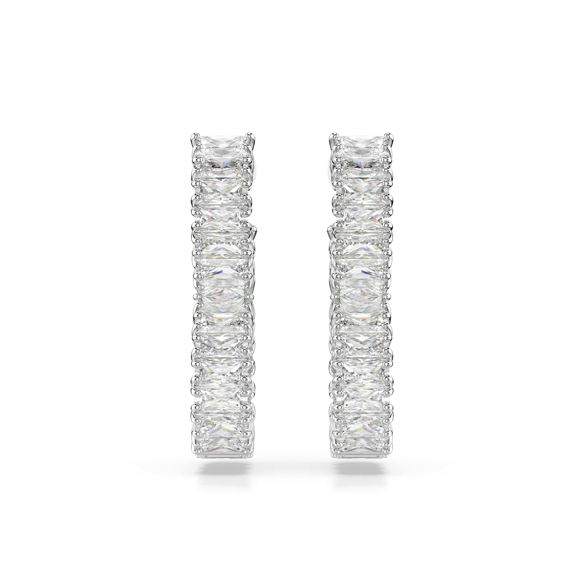 Hyperbola hoop earrings, Infinity, White, Rhodium plated