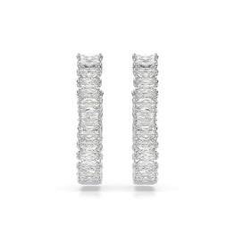 Hyperbola hoop earrings, Infinity, White, Rhodium plated