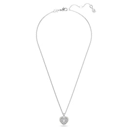 Idyllia pendant, Heart, White, Rhodium plated