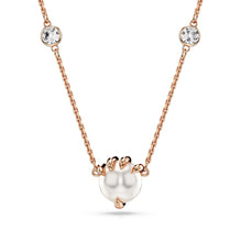 Dragon & Phoenix pendant, Crystal pearls, Dragon’s claw, White, 18K rose gold finish
