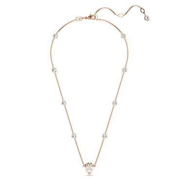 Dragon & Phoenix pendant, Crystal pearls, Dragon’s claw, White, 18K rose gold finish