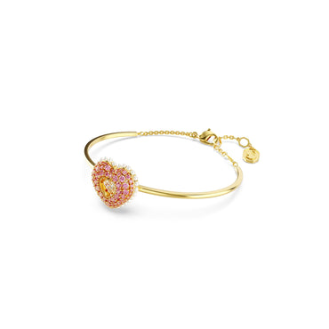Idyllia bangle, Heart, Pink, Gold-tone plated