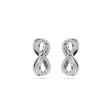 Hyperbola stud earrings, Infinity, White, Rhodium plated