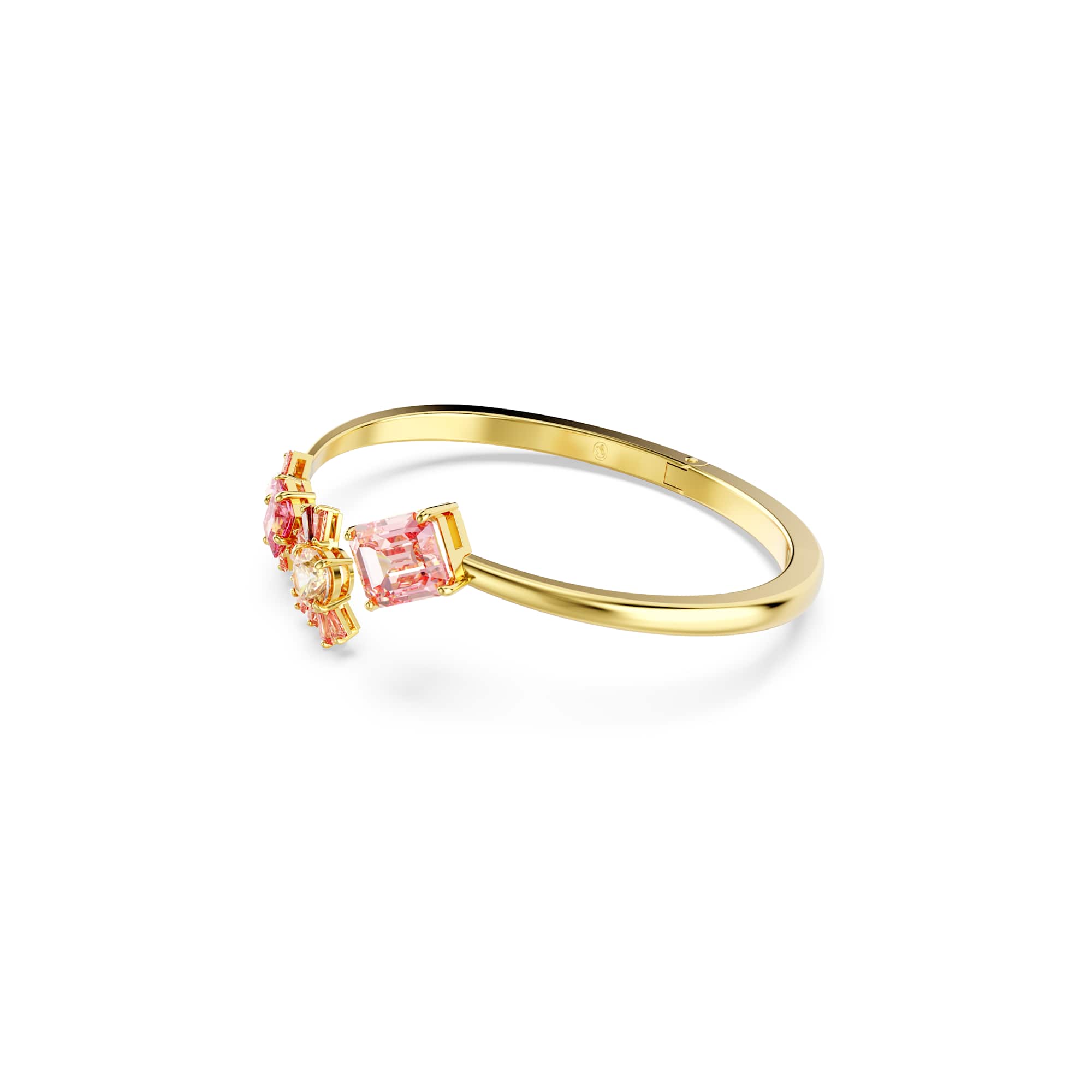 Gema bangle, Mixed cuts, Pink, Gold-tone plated - M