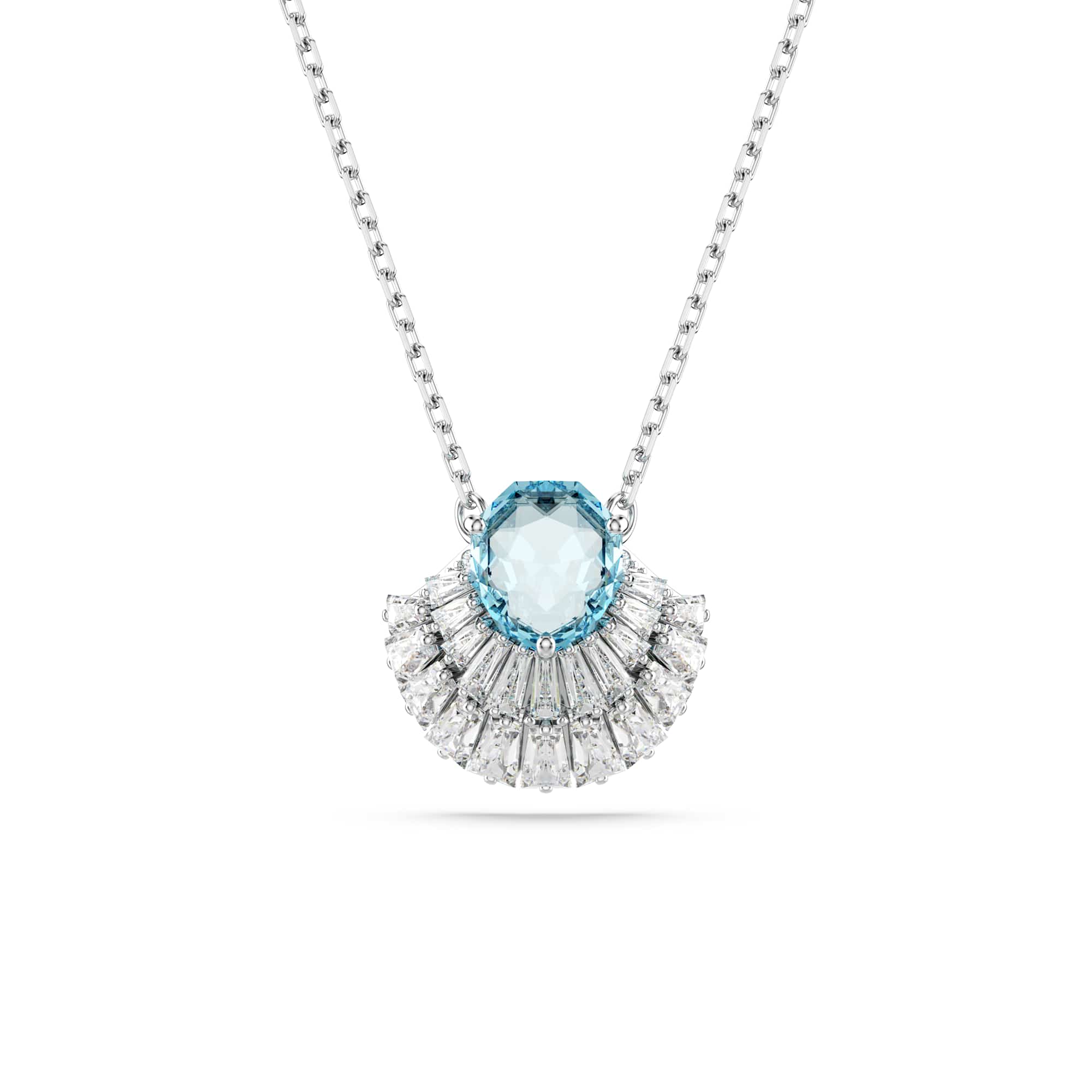 Idyllia pendant, Shell, Blue, Rhodium plated