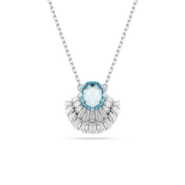 Idyllia pendant, Shell, Blue, Rhodium plated