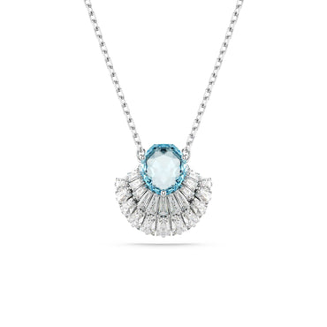 Idyllia pendant, Shell, Blue, Rhodium plated