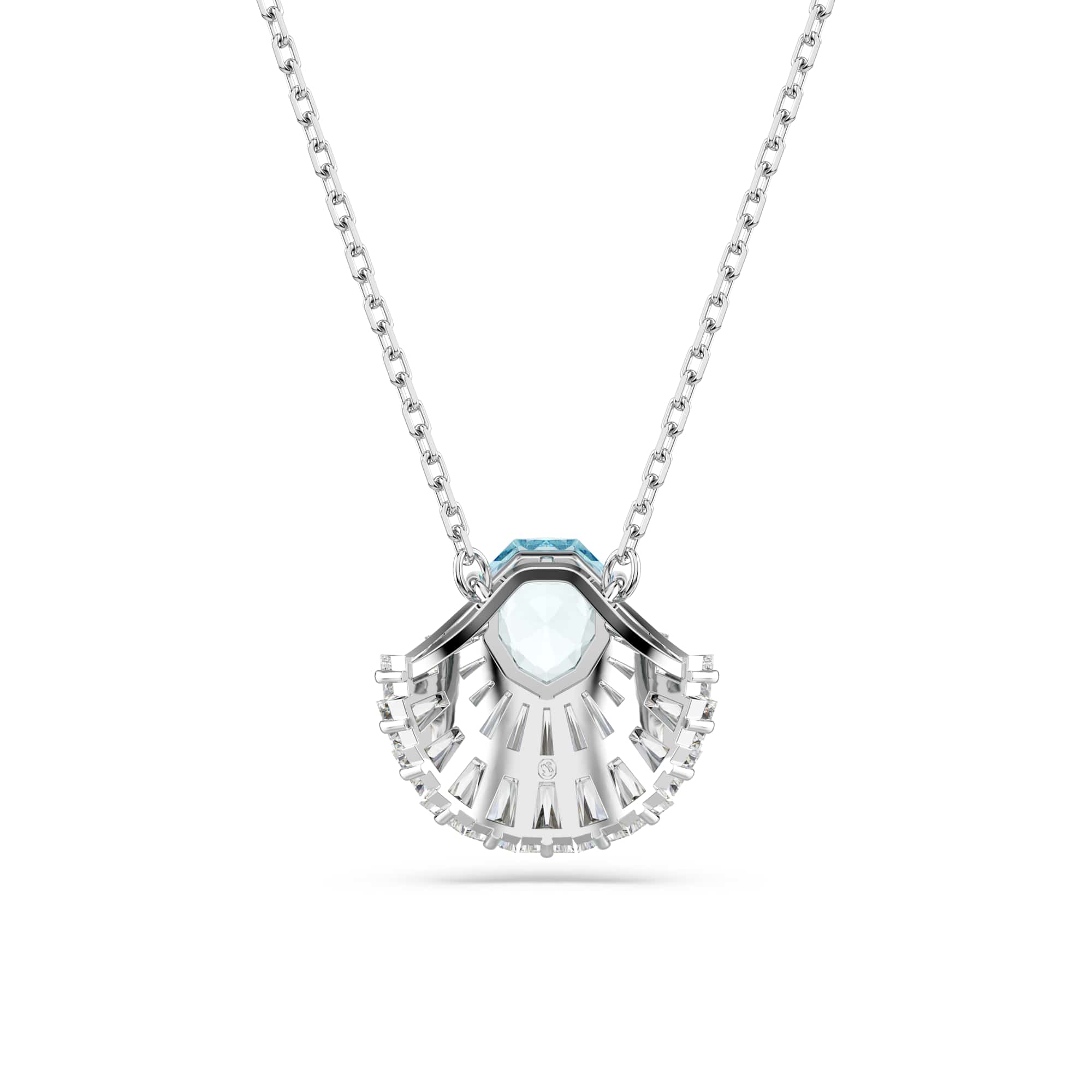 Idyllia pendant, Shell, Blue, Rhodium plated
