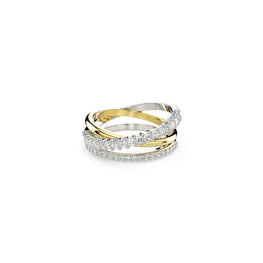 Hyperbola ring, Mixed cuts, White, Mixed metal finish - 55cm