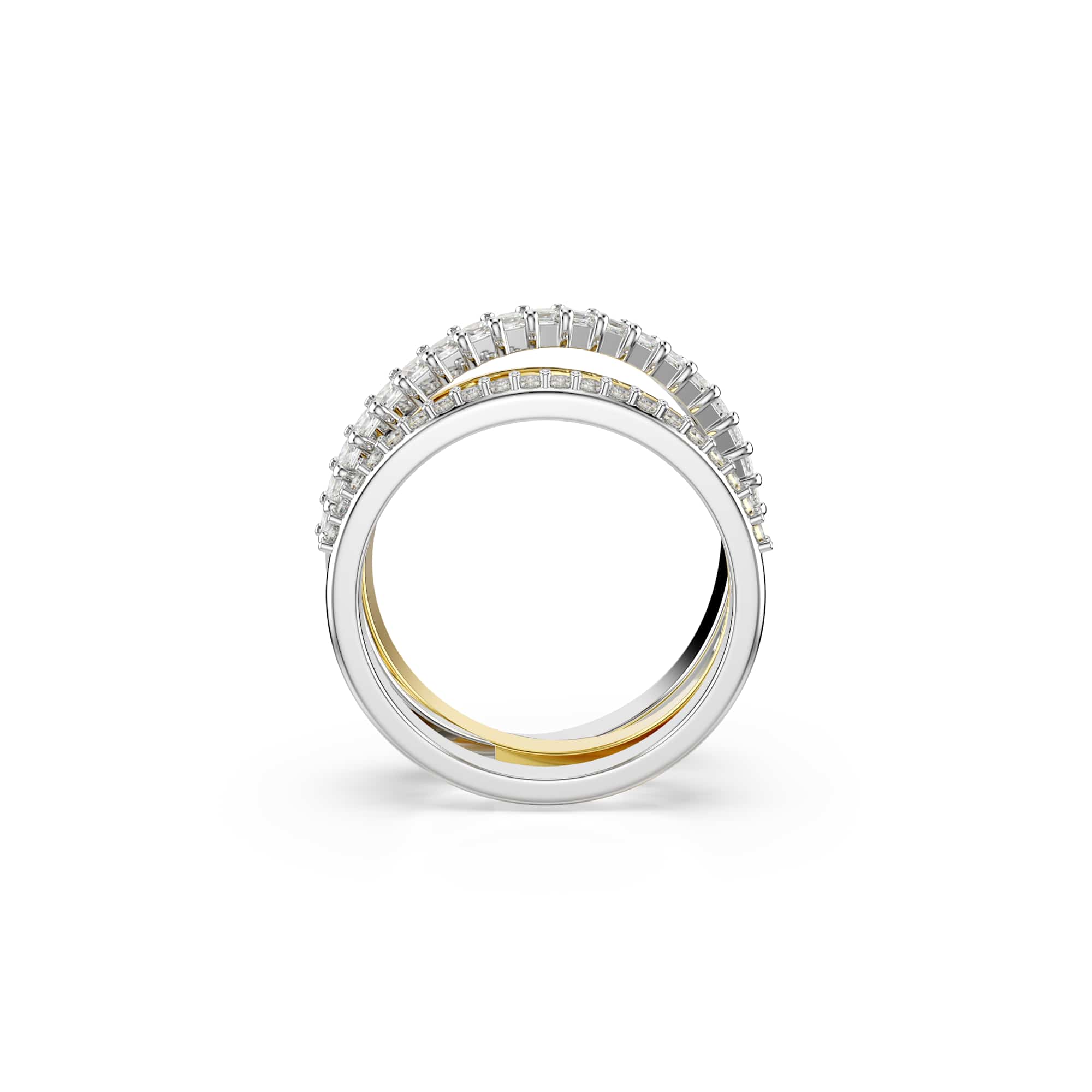 Hyperbola ring, Mixed cuts, White, Mixed metal finish - 50cm