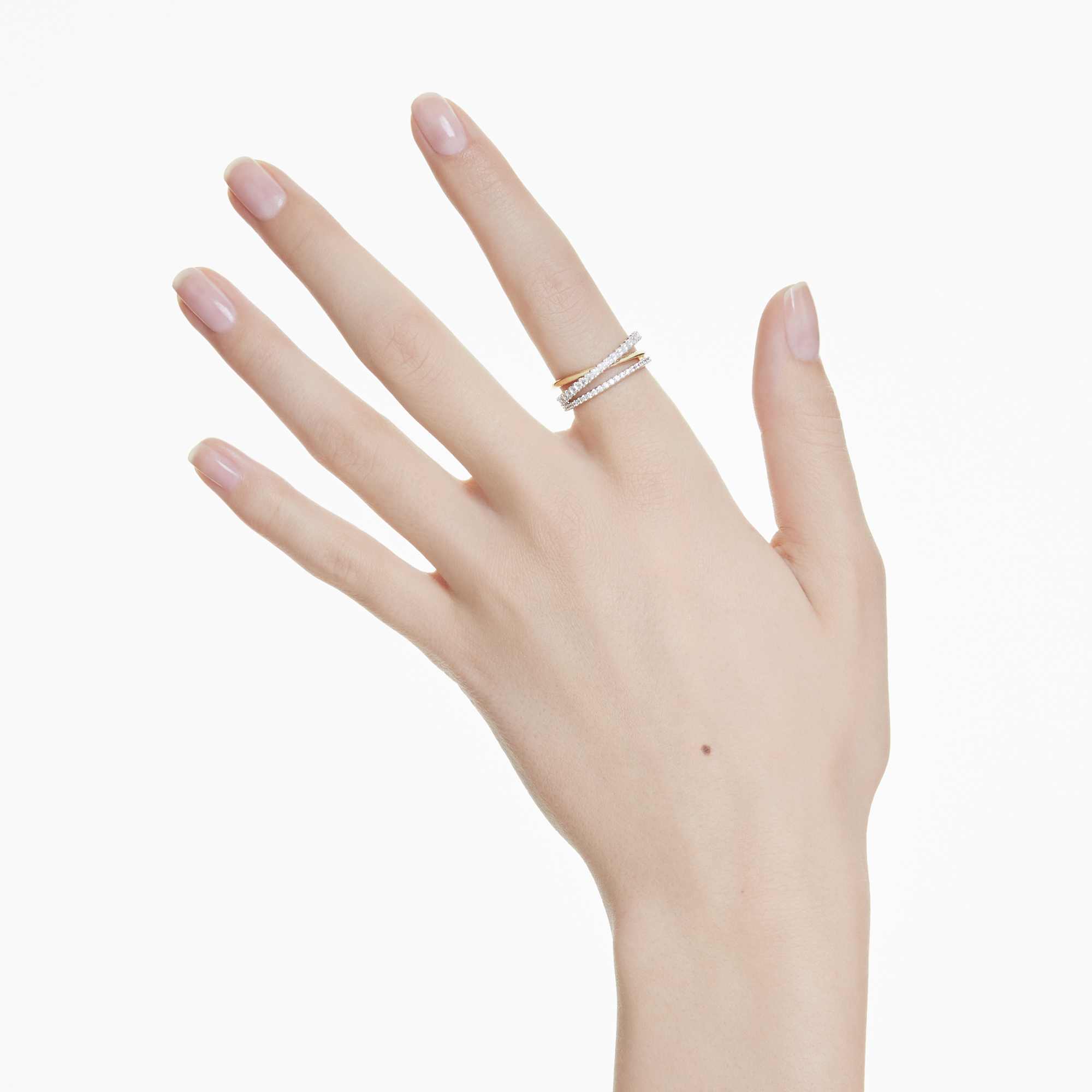 Hyperbola ring, Mixed cuts, White, Mixed metal finish - 50cm