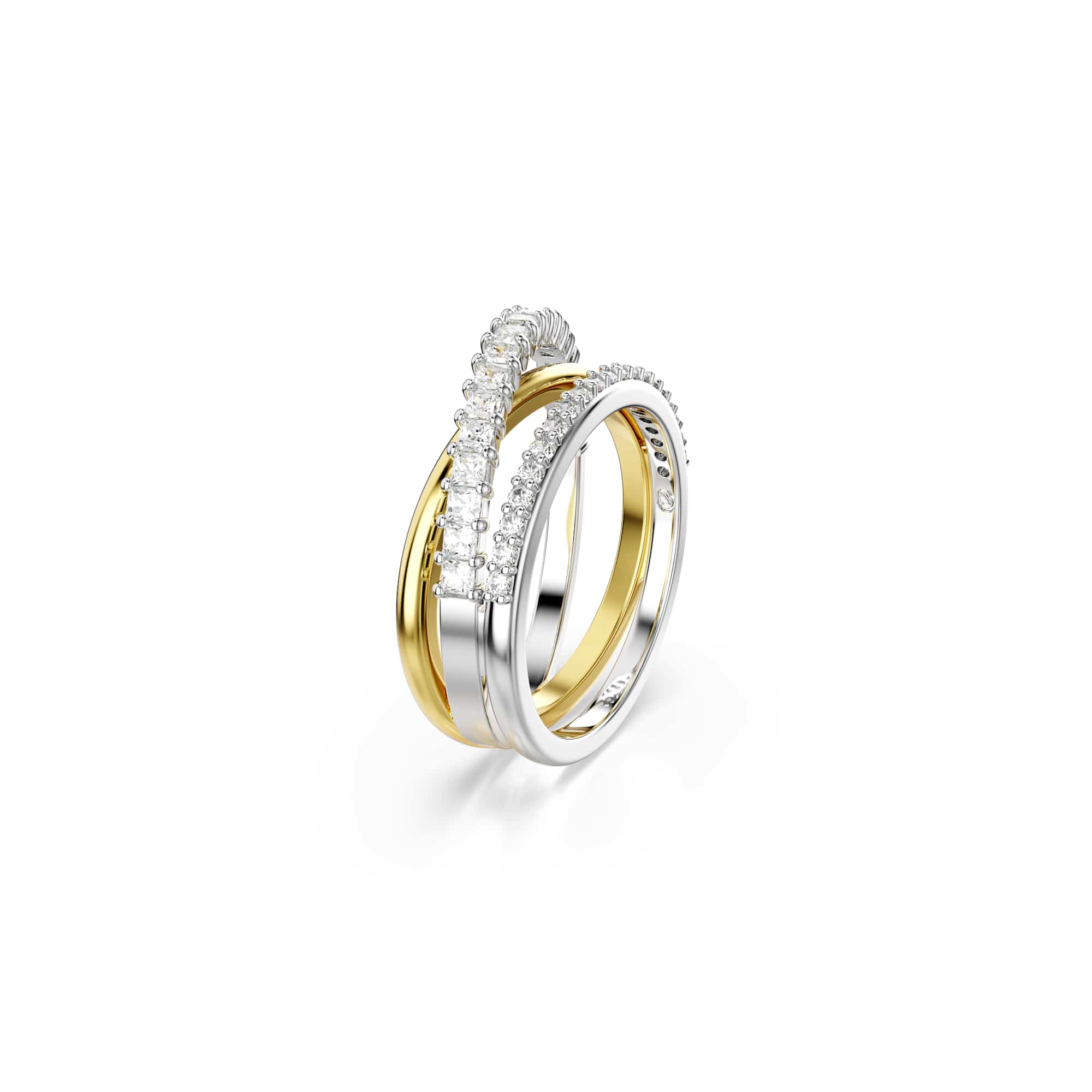 Hyperbola ring, Mixed cuts, White, Mixed metal finish - 52cm