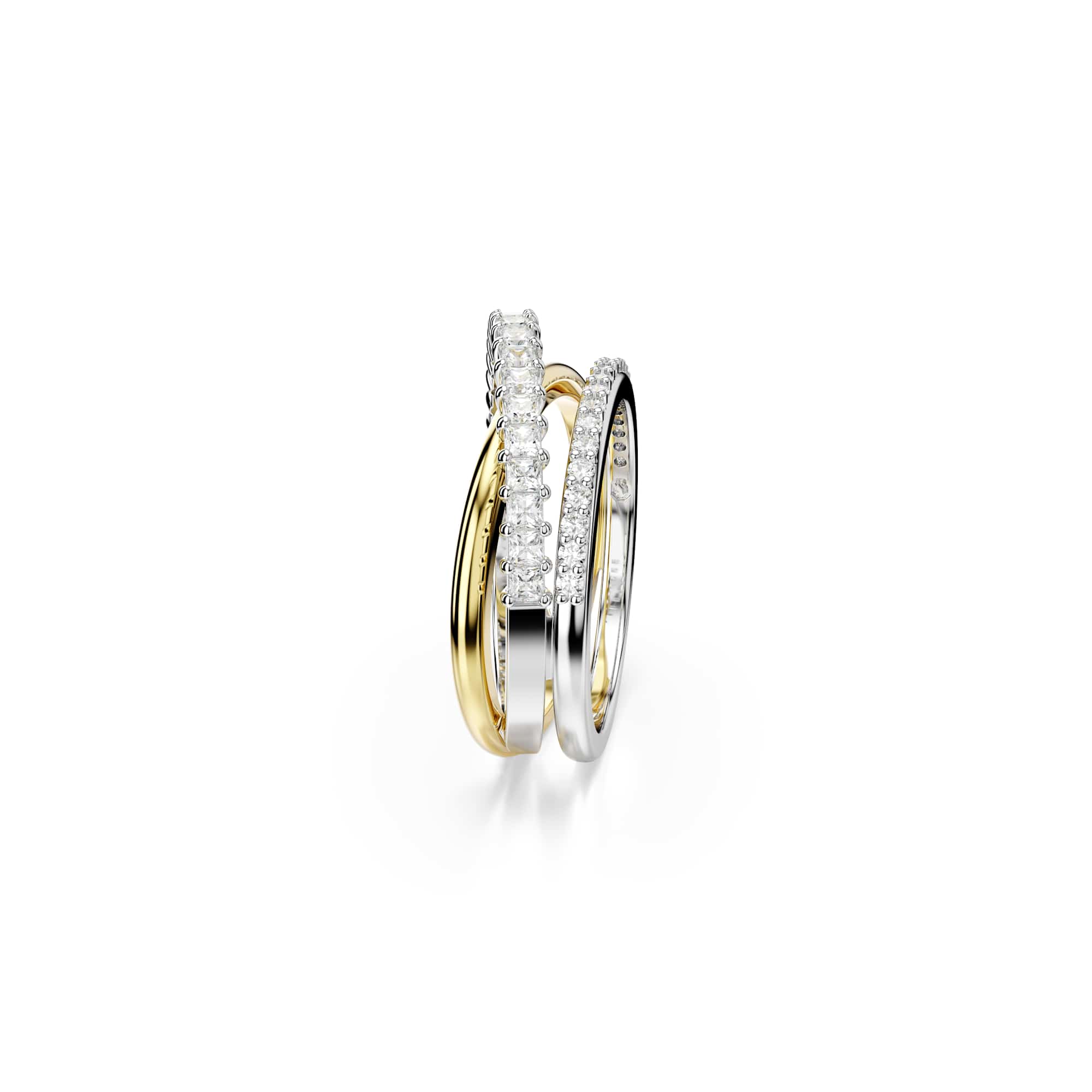 Hyperbola ring, Mixed cuts, White, Mixed metal finish - 52cm