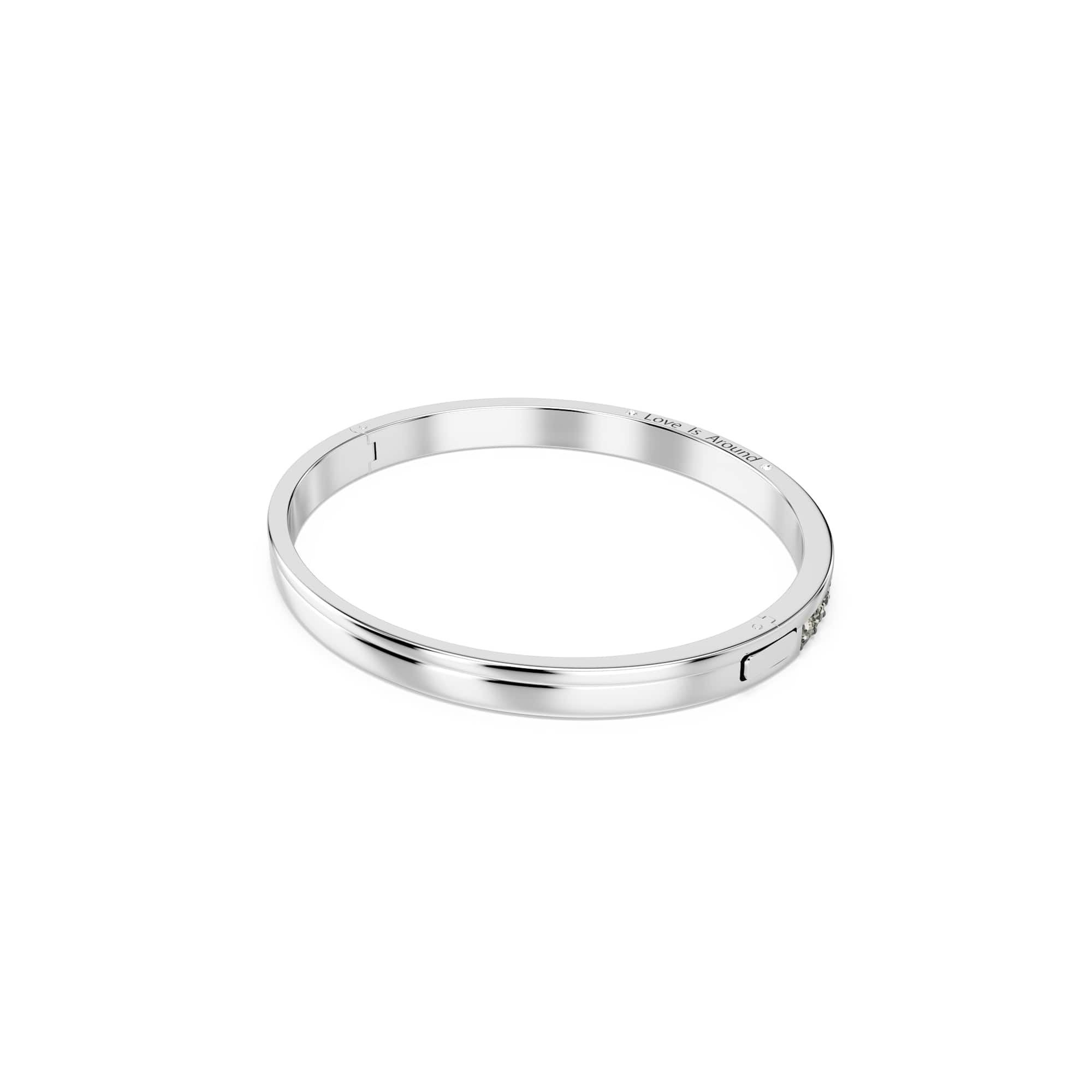 Connexus bangle, Round cut, `Love is around`, Black, Rhodium plated - S