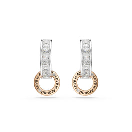Connexus drop earrings, Mixed cuts, `Love is around`, White, Mixed metal finish