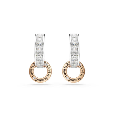 Connexus drop earrings, Mixed cuts, `Love is around`, White, Mixed metal finish