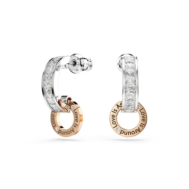 Connexus drop earrings, Mixed cuts, `Love is around`, White, Mixed metal finish