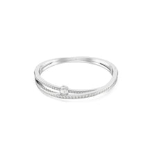 Hyperbola bangle, Mixed cuts, White, Rhodium plated - S
