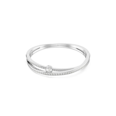 Hyperbola bangle, Mixed cuts, White, Rhodium plated - S