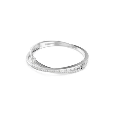 Hyperbola bangle, Mixed cuts, White, Rhodium plated - M