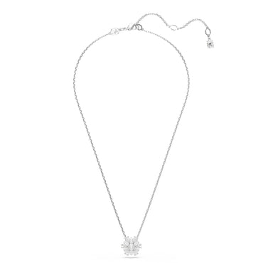 Idyllia pendant, Mixed cuts, Snowflake, White, Rhodium plated