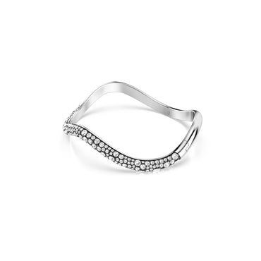 Sublima bangle, Round cut, White, Rhodium plated - M