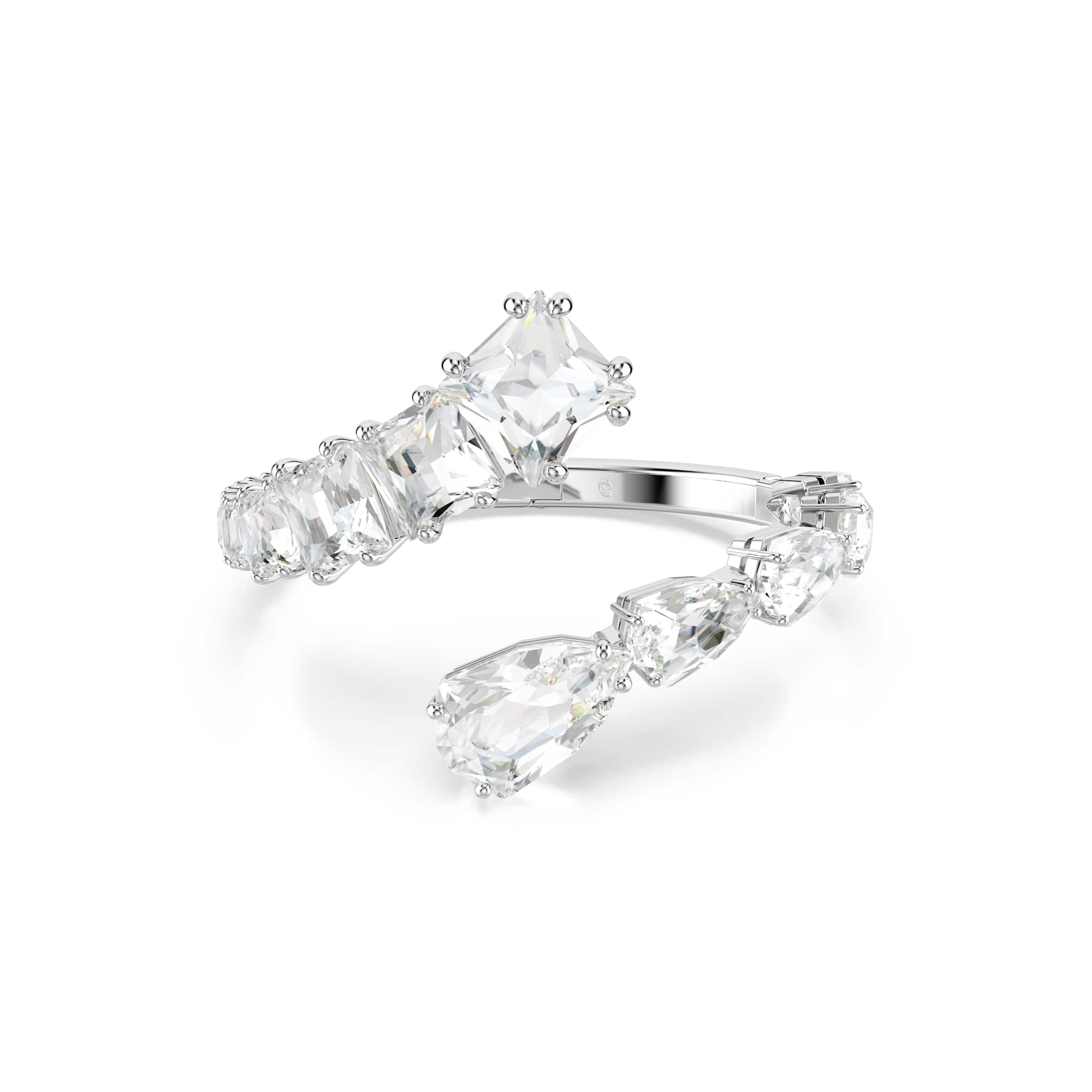 Matrix bangle, Mixed cuts, White, Rhodium plated - M