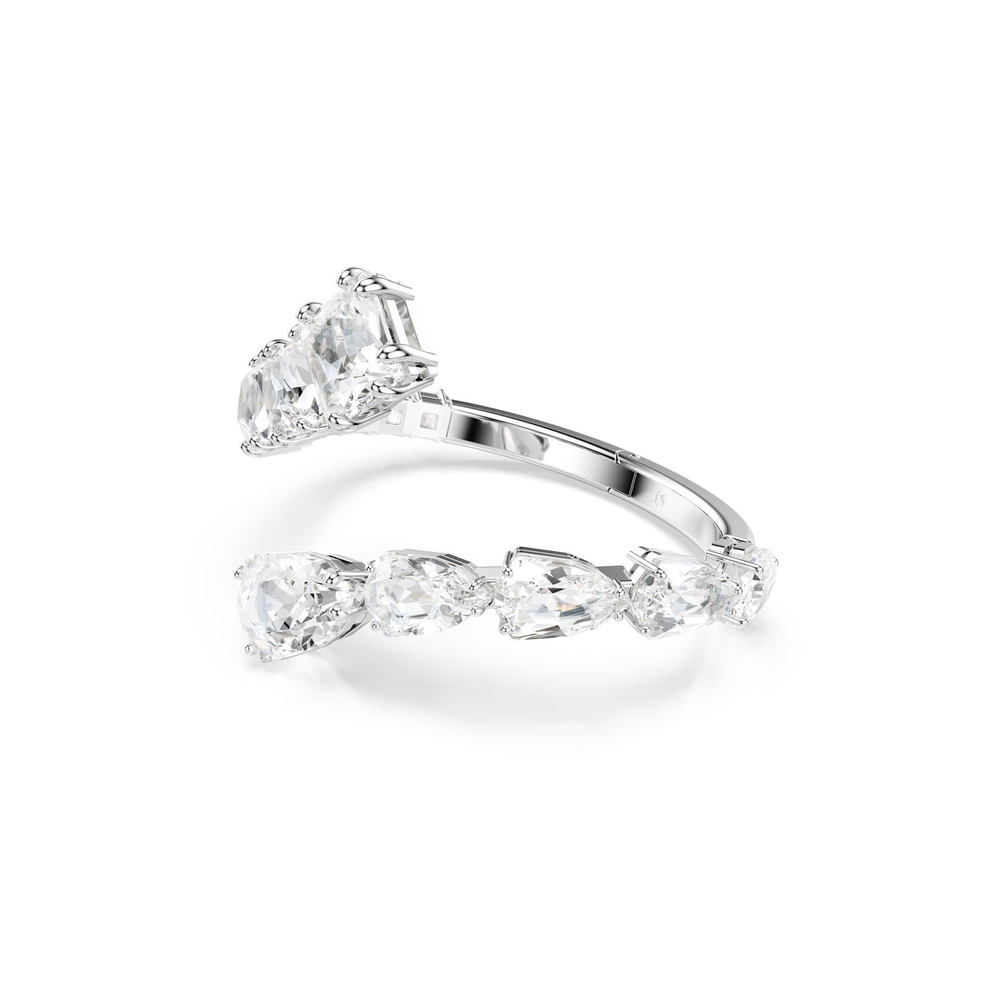 Matrix bangle, Mixed cuts, White, Rhodium plated - M