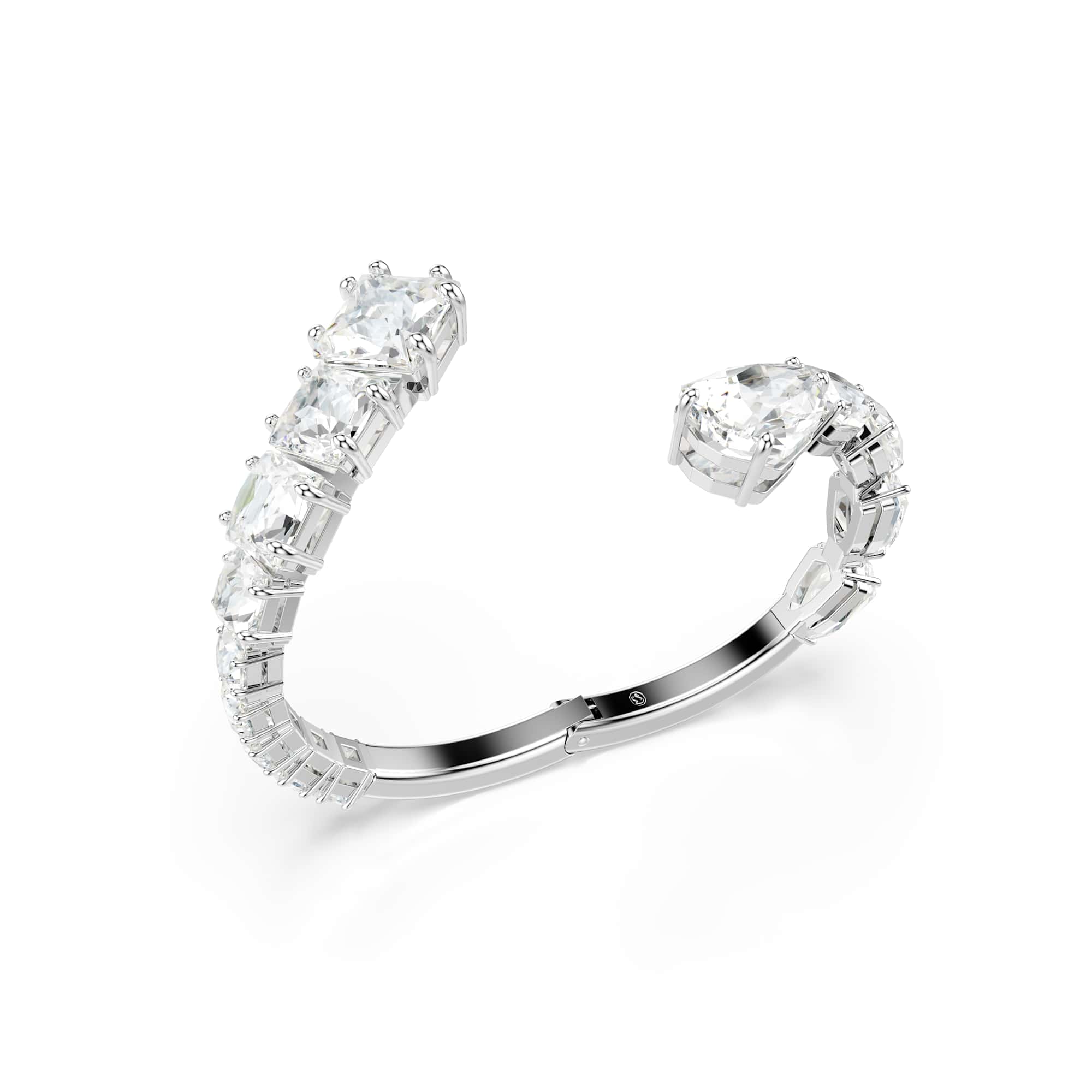 Matrix bangle, Mixed cuts, White, Rhodium plated - M