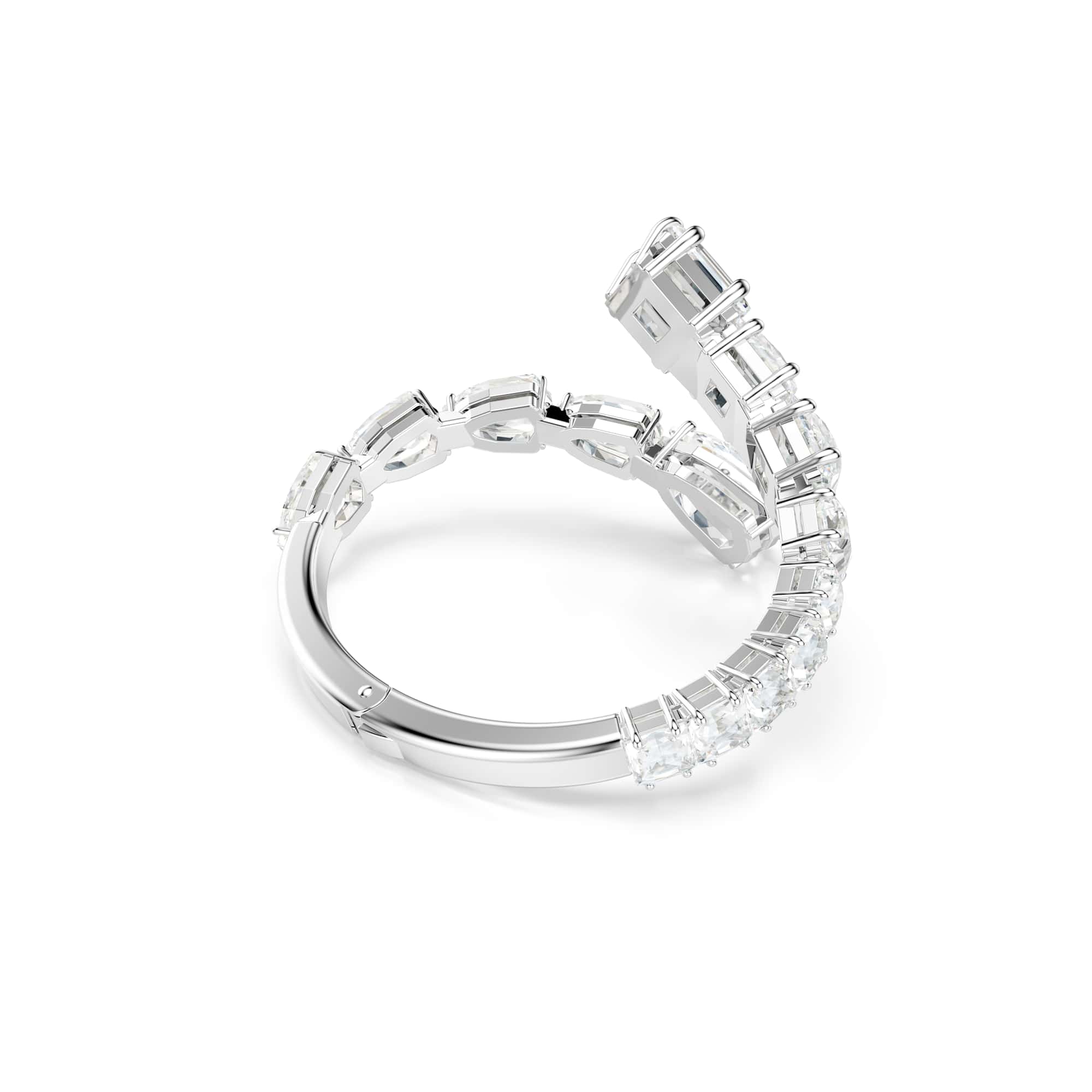 Matrix bangle, Mixed cuts, White, Rhodium plated - M
