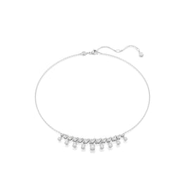 Idyllia necklace, Mixed cuts, Snowflake, White, Rhodium plated