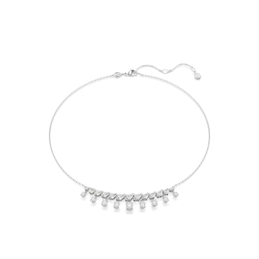 Idyllia necklace, Mixed cuts, Snowflake, White, Rhodium plated