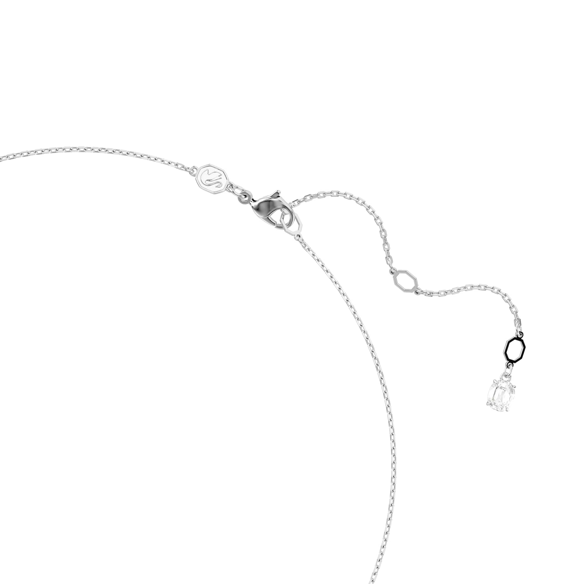 Idyllia necklace, Mixed cuts, Snowflake, White, Rhodium plated