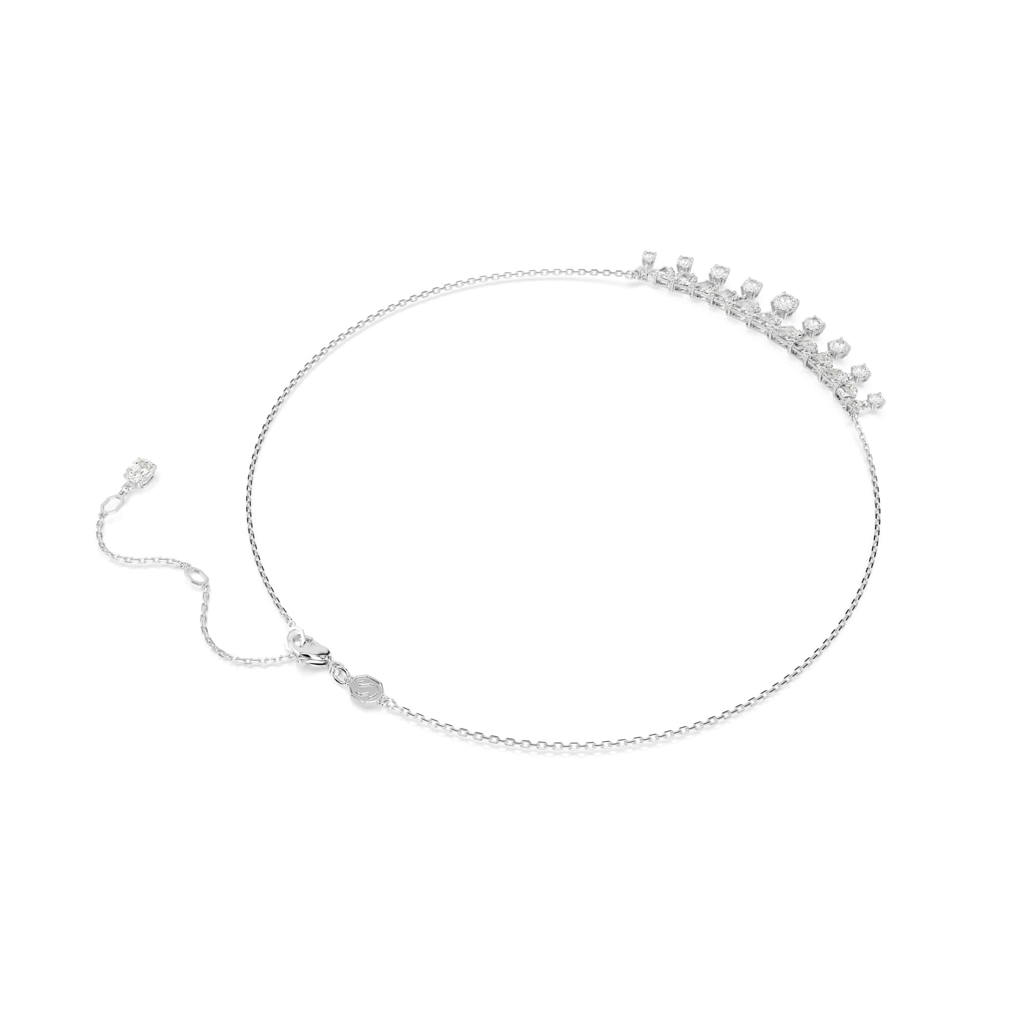 Idyllia necklace, Mixed cuts, Snowflake, White, Rhodium plated