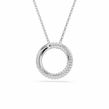 Dextera pendant, Pavé, White, Rhodium plated