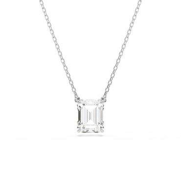 Stilla pendant, Octagon cut, White, Rhodium plated