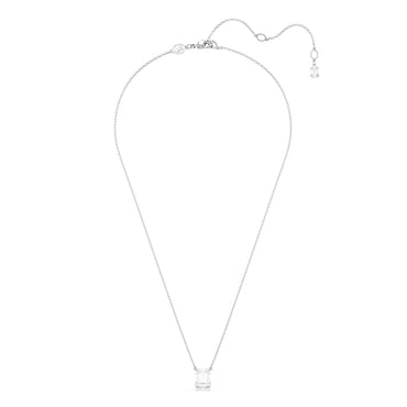 Stilla pendant, Octagon cut, White, Rhodium plated