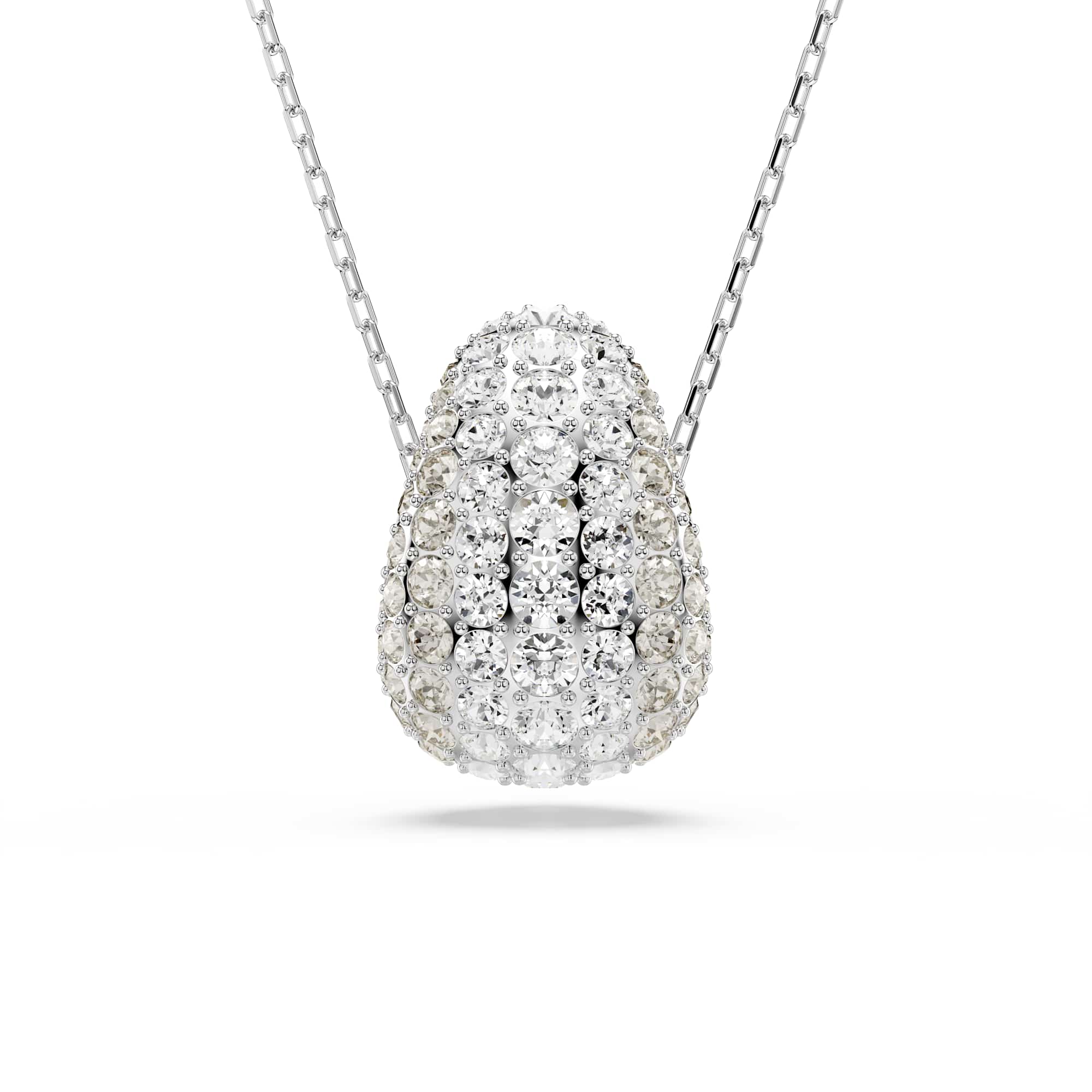 Sublima pendant, Round cut, White, Rhodium plated