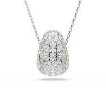 Sublima pendant, Round cut, White, Rhodium plated