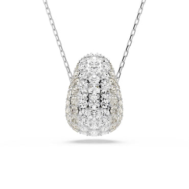 Sublima pendant, Round cut, White, Rhodium plated
