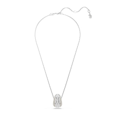 Sublima pendant, Round cut, White, Rhodium plated