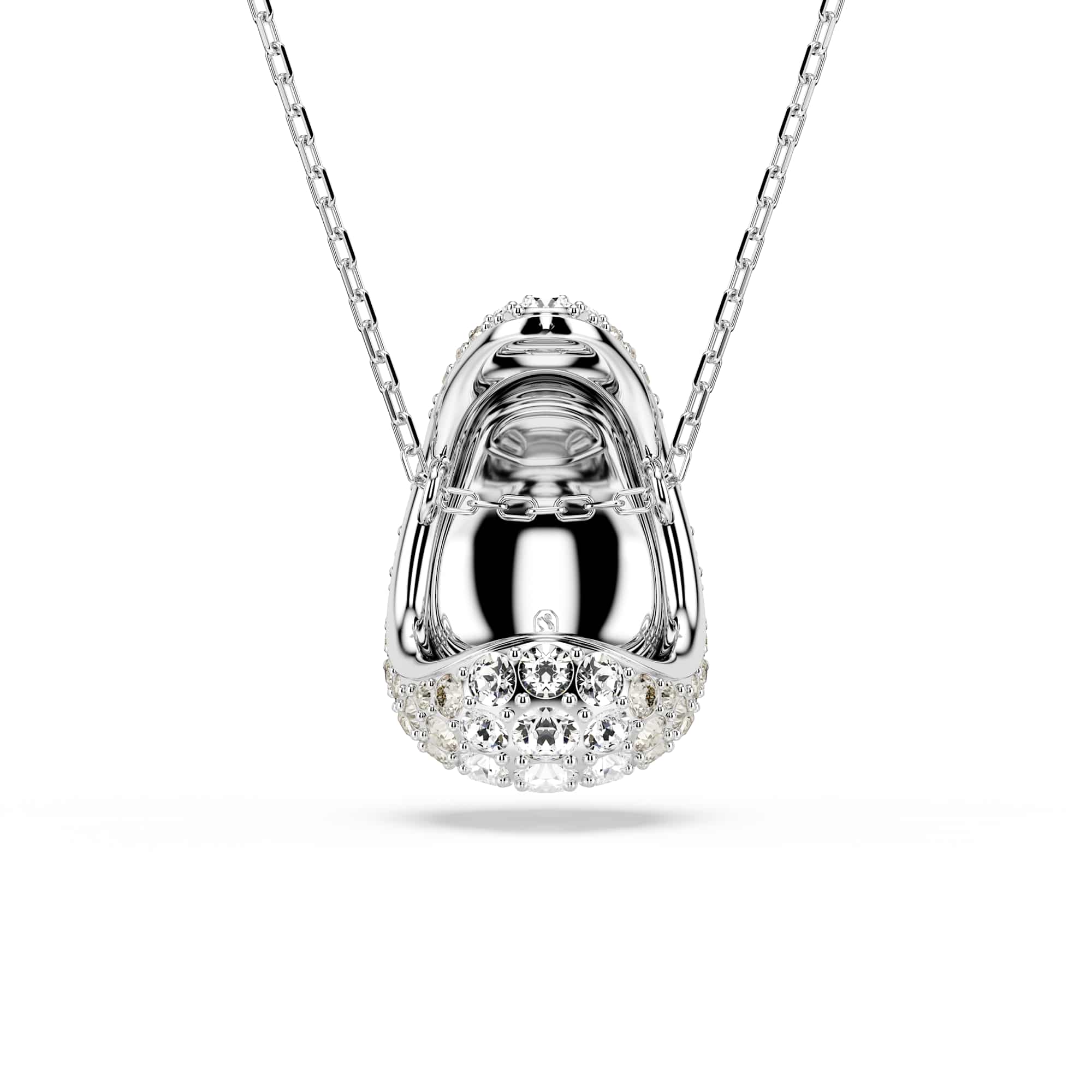 Sublima pendant, Round cut, White, Rhodium plated