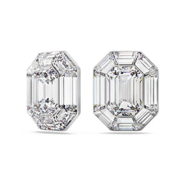 Lucent clip earrings, Octagon cut, White