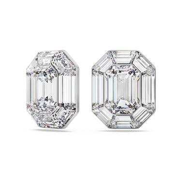 Lucent clip earrings, Octagon cut, White