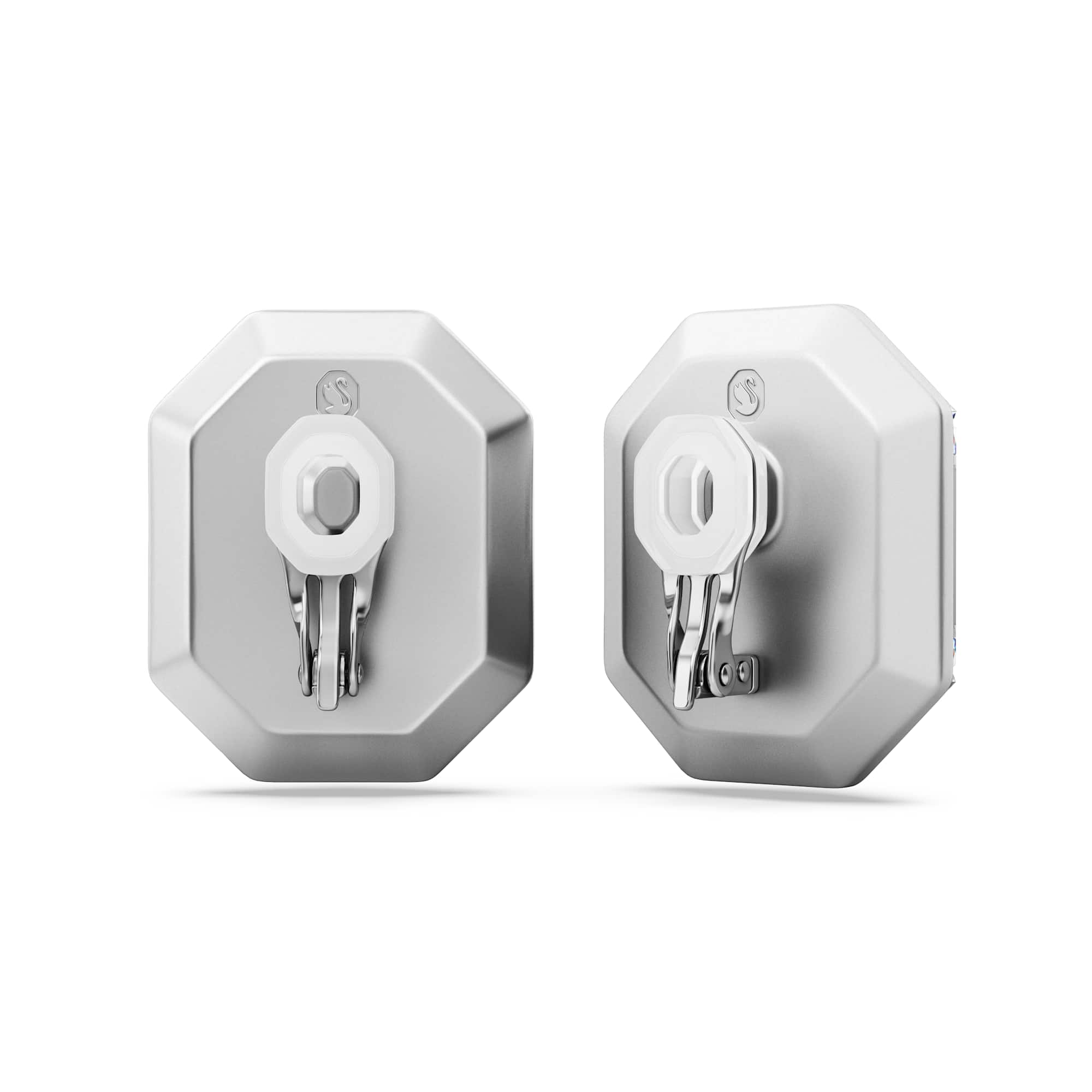 Lucent clip earrings, Octagon cut, White