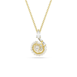 Snake pendant, Crystal pearl, Mixed cuts, Year of the Snake, White, 18K gold finish