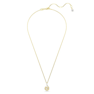 Snake pendant, Crystal pearl, Mixed cuts, Year of the Snake, White, 18K gold finish