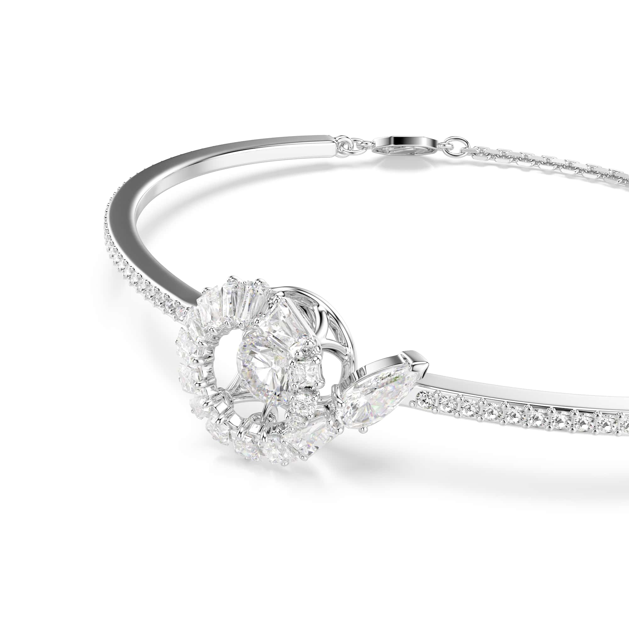Snake bracelet, Mixed cuts, Year of the Snake, White, Rhodium plated - M