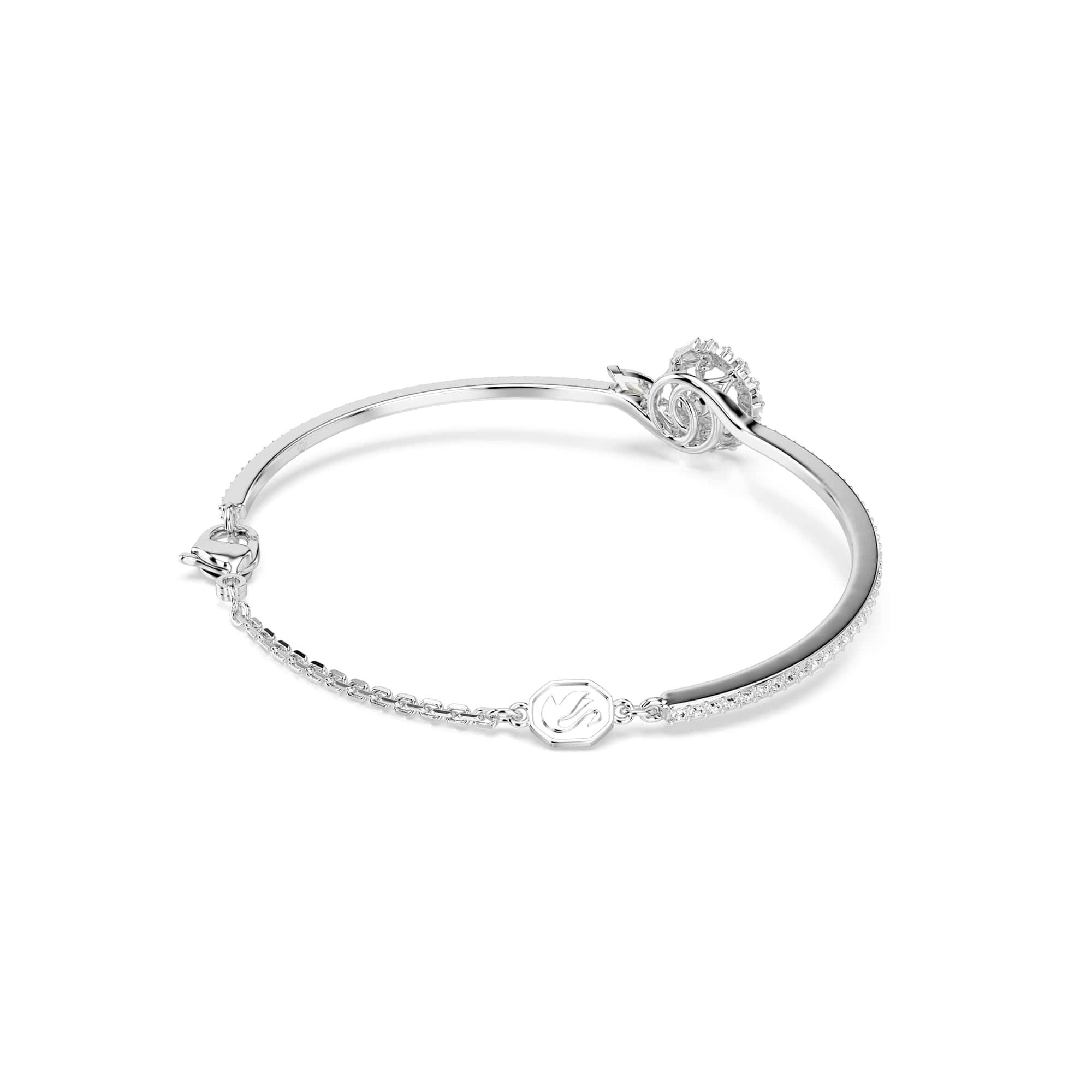 Snake bracelet, Mixed cuts, Year of the Snake, White, Rhodium plated - M