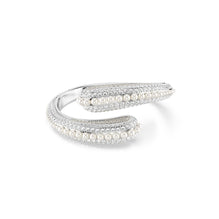 Sublima cuff, Crystal pearl, Round cut, White, Rhodium plated - S